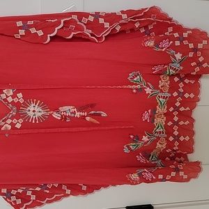 Johnny Was Dakota tie-neck Poncho top  Size S